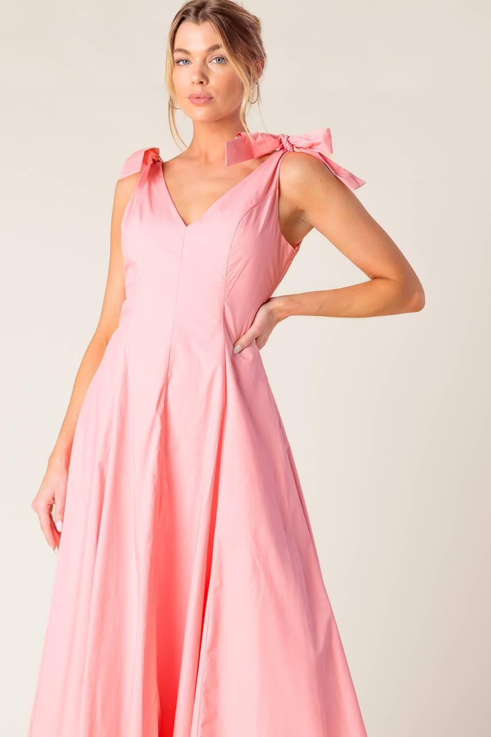 On the Right Track Peach Woven Midi Dress, view 4 — Soul Flow Apparel