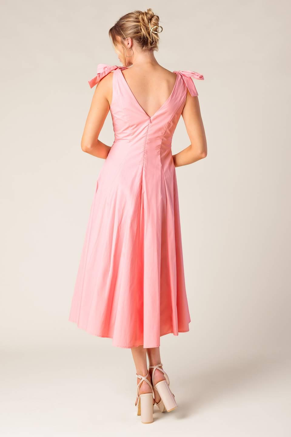On the Right Track Peach Woven Midi Dress, view 7 — Soul Flow Apparel