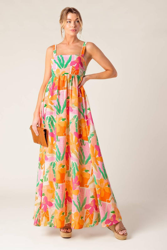Bon Voyage Pink Orange Woven Maxi Dress, view 5 — Soul Flow Apparel