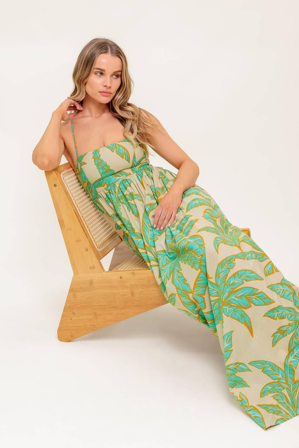 Blossom Spell Woven Maxi Dress in taupe, view 7 — Soul Flow Apparel