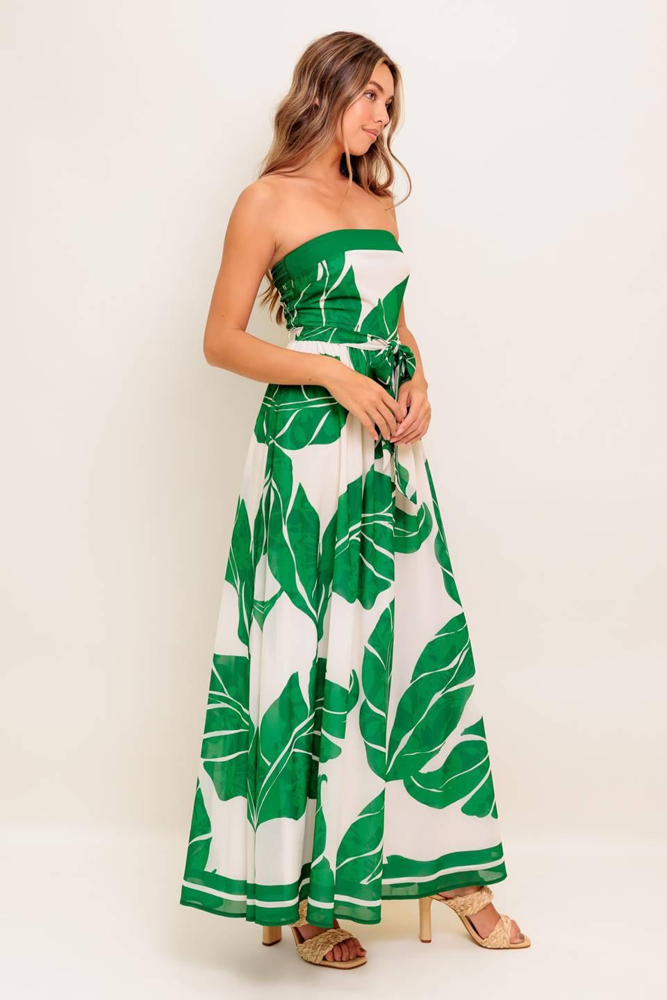 Pure Moment Green Woven Ankle Dress in ivory, view 5 — Soul Flow Apparel