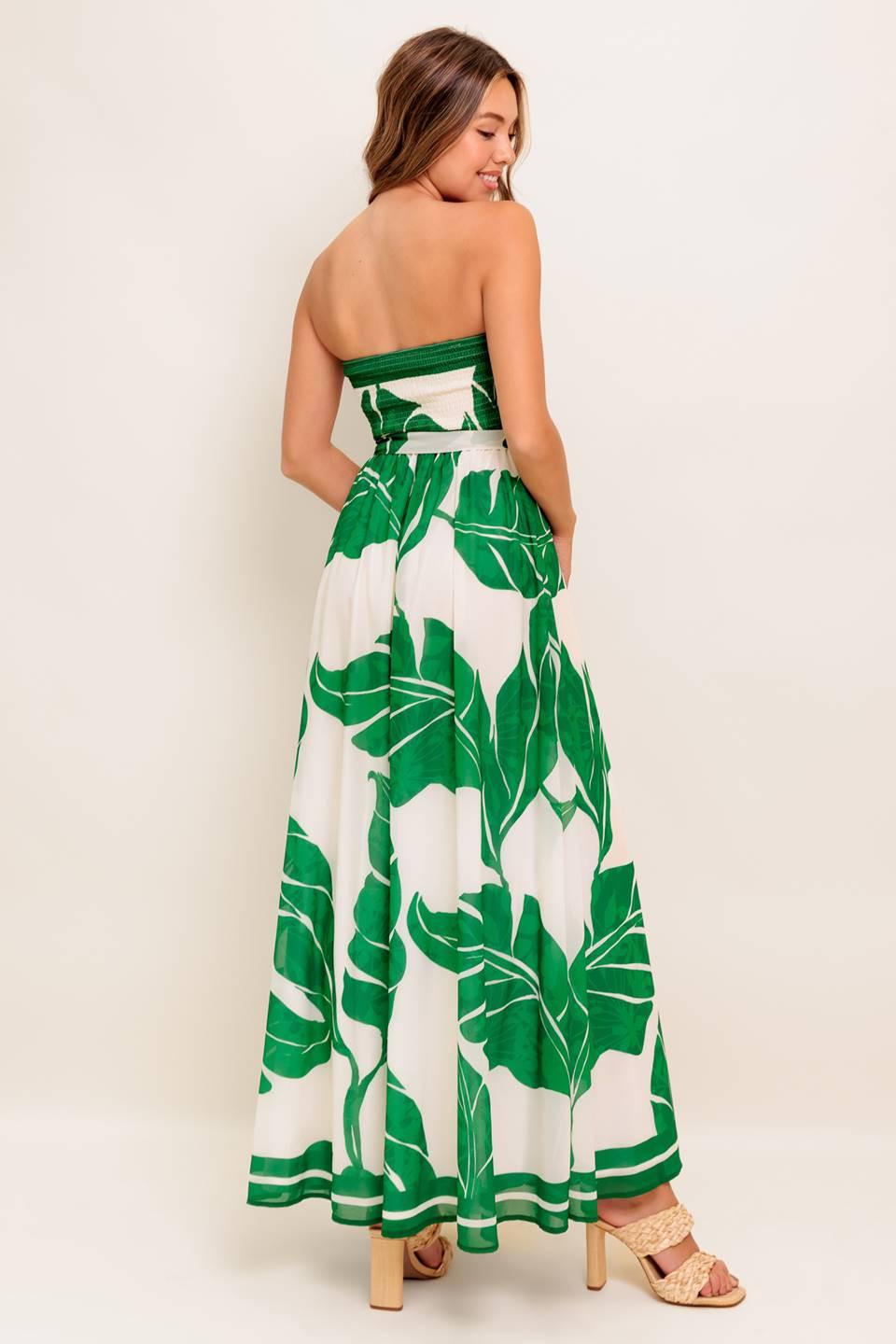 Pure Moment Green Woven Ankle Dress in ivory, view 6 — Soul Flow Apparel