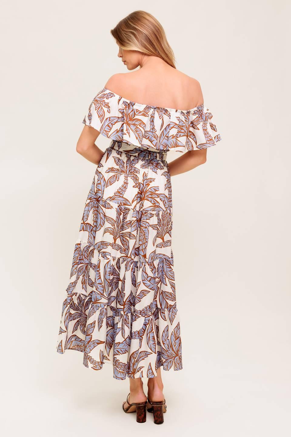 Lily Garden Lavender Woven Midi Dress in ivory, view 6 — Soul Flow Apparel
