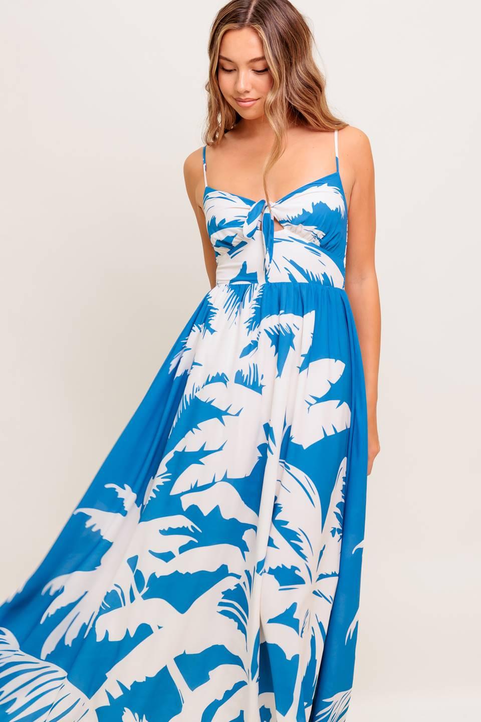 Slow Mornings Navy Woven Maxi Dress in white, view 1 — Soul Flow Apparel