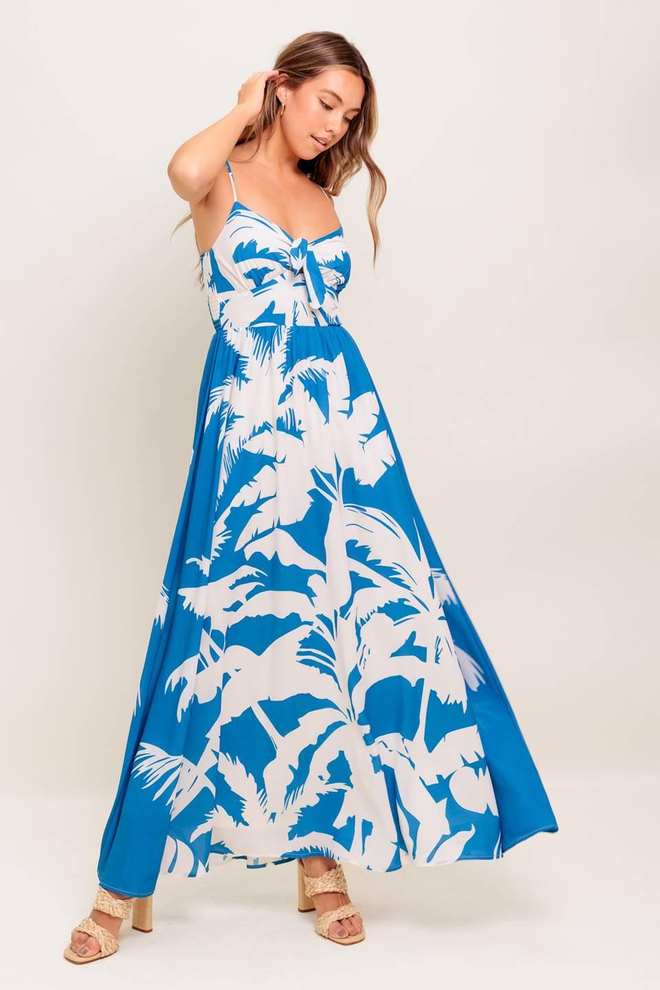 Slow Mornings Navy Woven Maxi Dress in white, view 2 — Soul Flow Apparel
