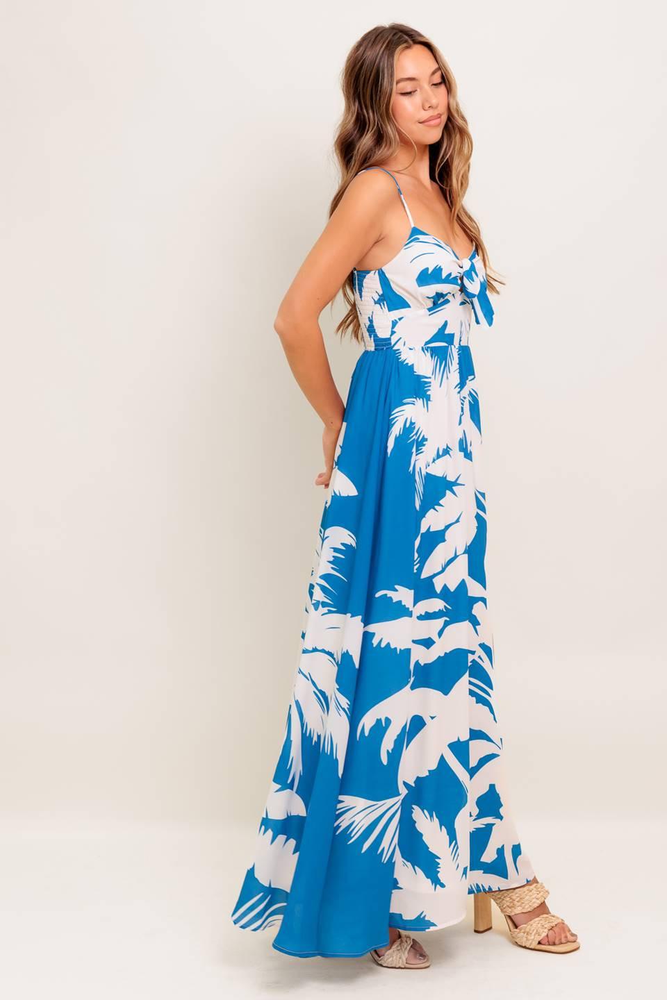 Slow Mornings Navy Woven Maxi Dress in white, view 4 — Soul Flow Apparel