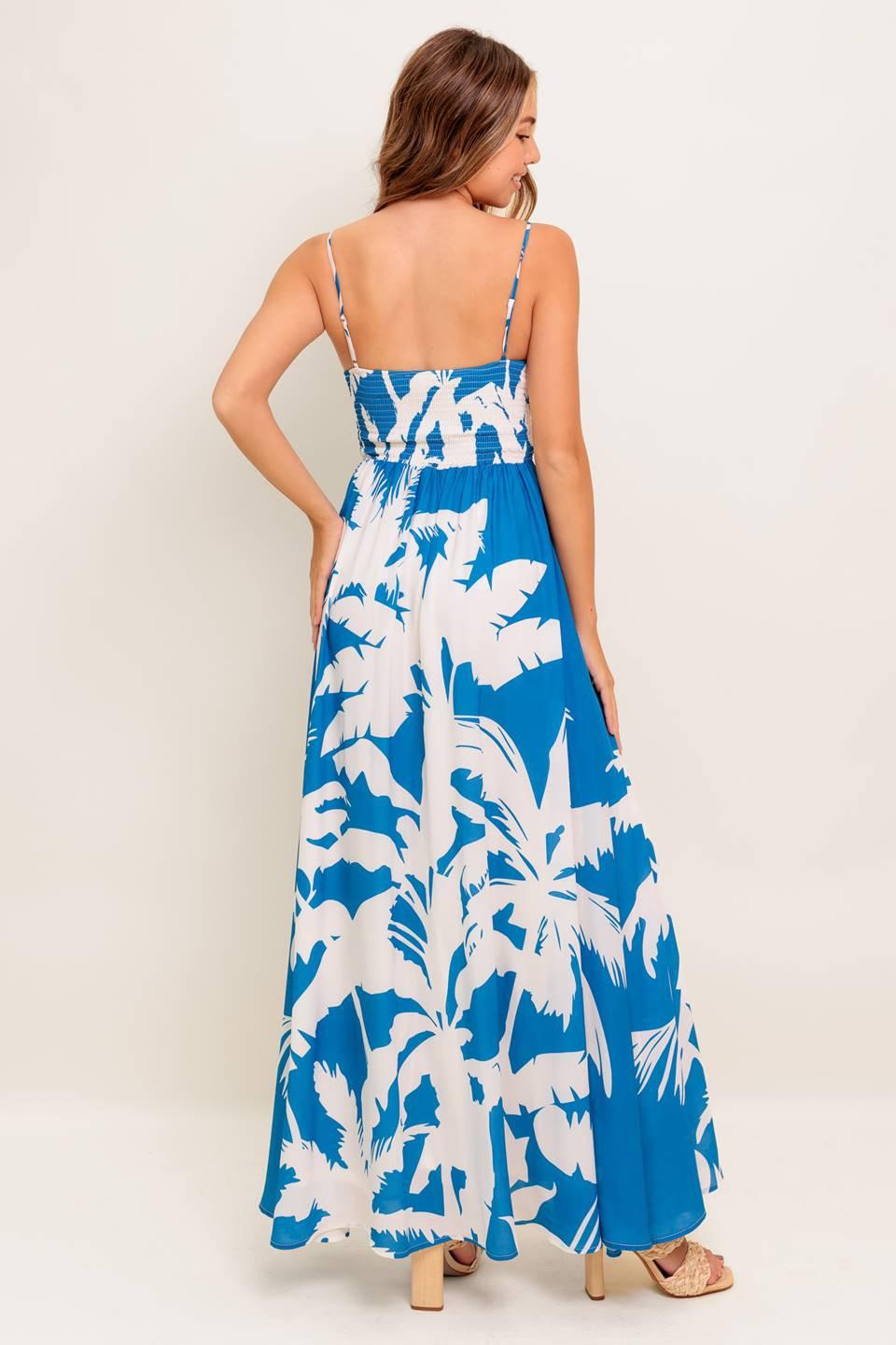 Slow Mornings Navy Woven Maxi Dress in white, view 6 — Soul Flow Apparel