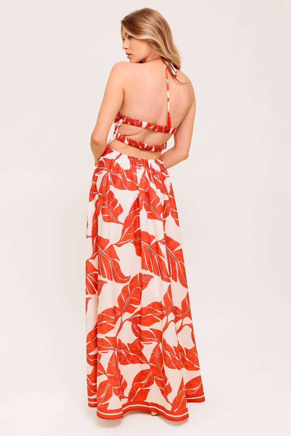 First Glance Red Woven Midi Dress in ivory, view 6 — Soul Flow Apparel