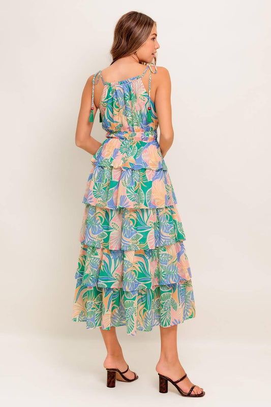 Cabana Dreams Woven Midi Dress in green periwinkle, view 5 — Soul Flow Apparel