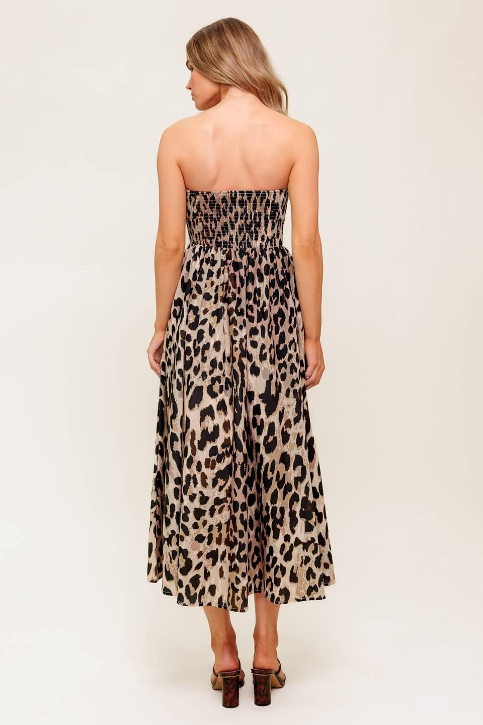 Flutter Glow Ballet Woven Midi Dress in taupe, view 5 — Soul Flow Apparel