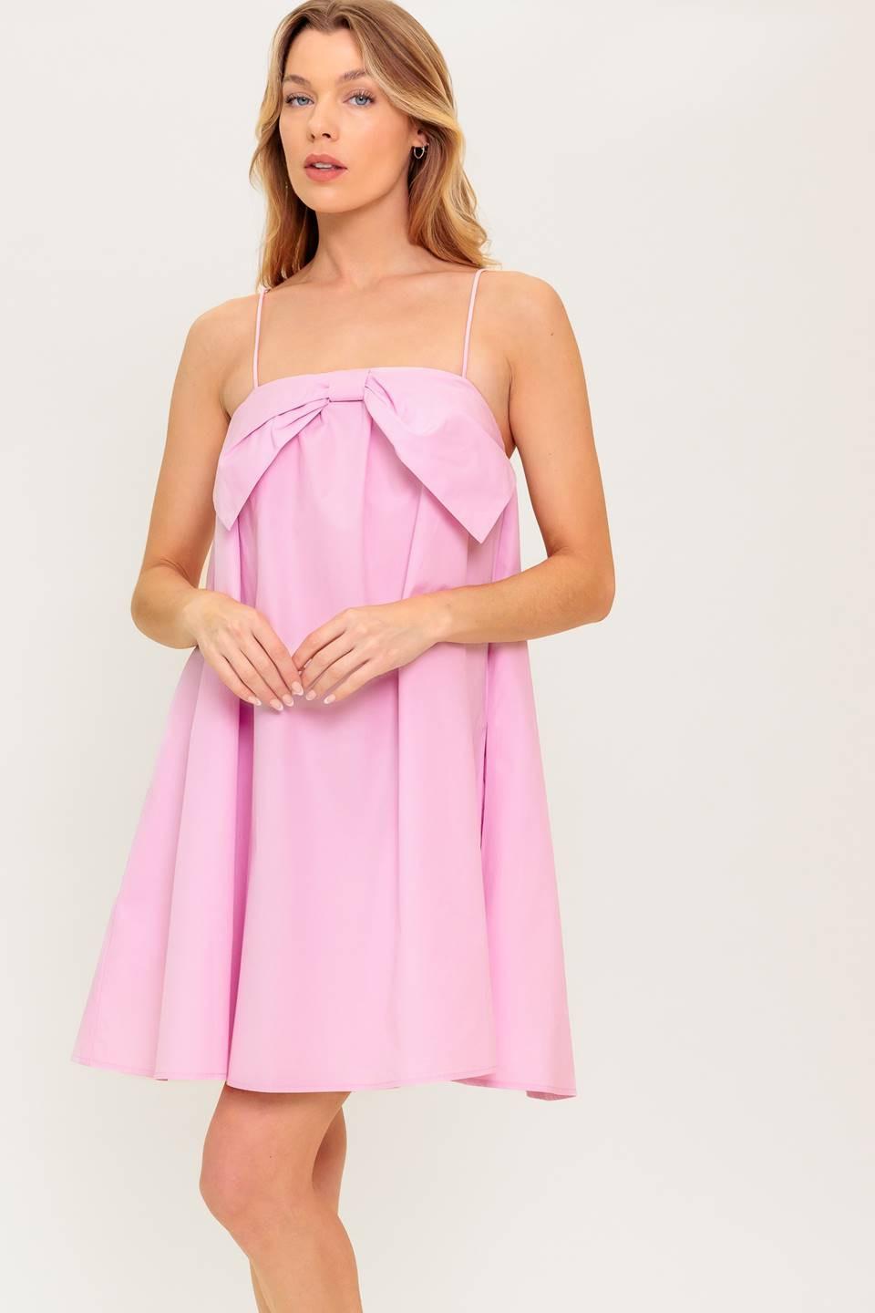 Invested in You Woven Mini Dress in light pink, view 2 — Soul Flow Apparel