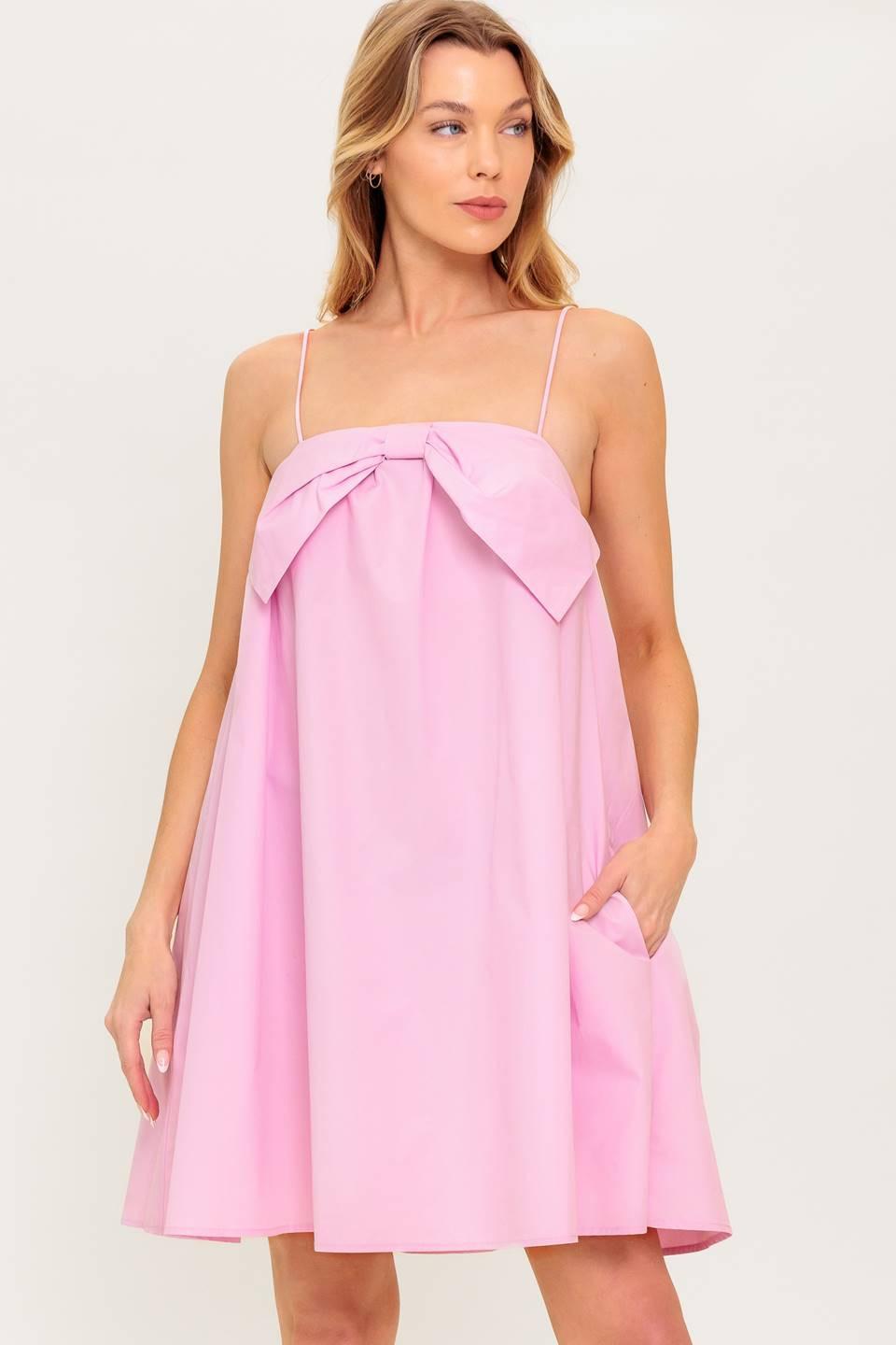 Invested in You Woven Mini Dress in light pink, view 4 — Soul Flow Apparel