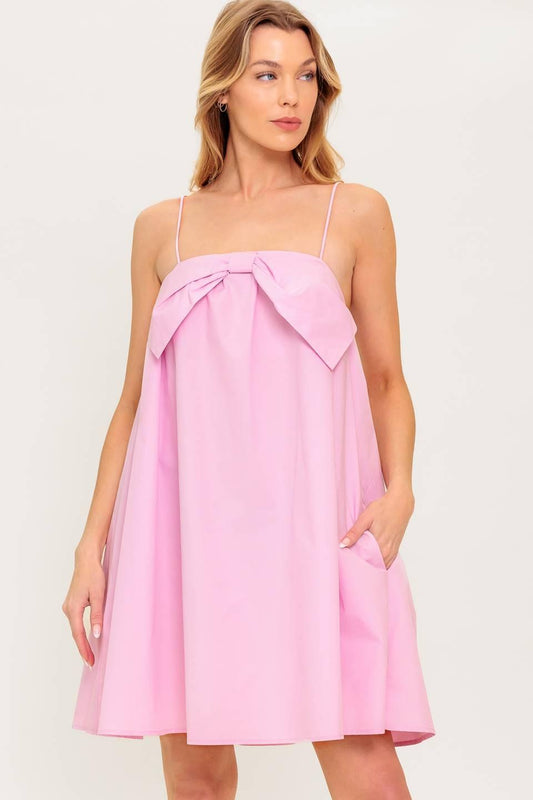 Invested in You Woven Mini Dress in light pink, view 4 — Soul Flow Apparel