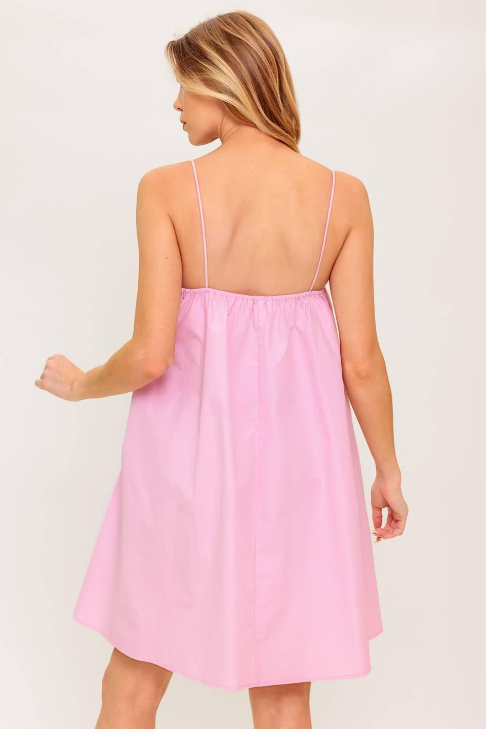 Invested in You Woven Mini Dress in light pink, view 7 — Soul Flow Apparel