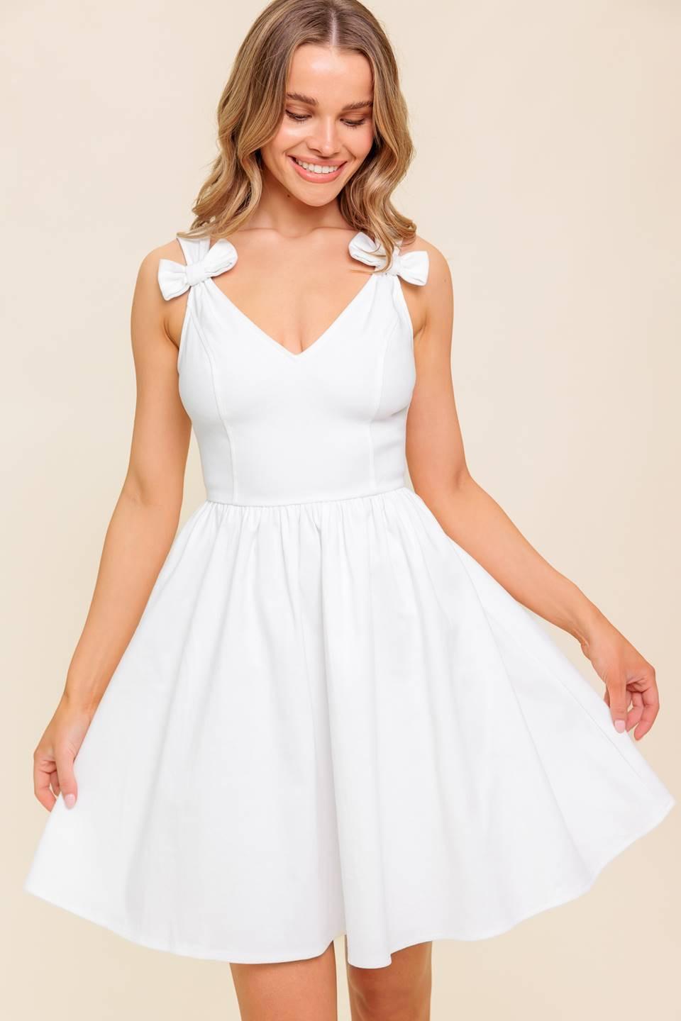 Lovable Spirit White Denim Woven Mini Dress, view 4 — Soul Flow Apparel