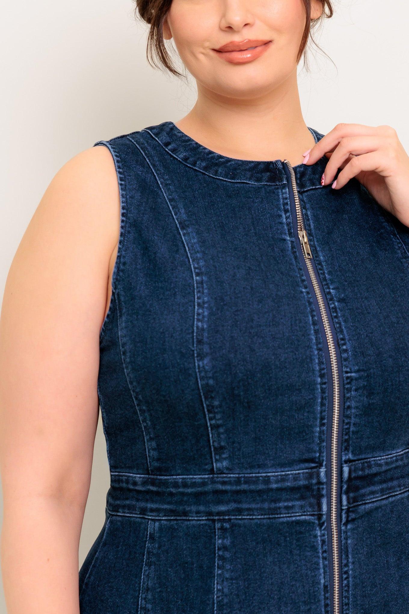Raw Beauty Denim Midi Dress in medium indigo, view 11 — Soul Flow Apparel
