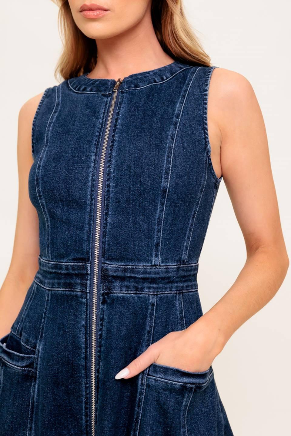 Raw Beauty Denim Midi Dress in medium indigo, view 5 — Soul Flow Apparel