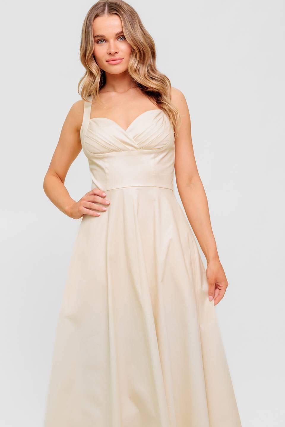 Ocean Sheen Tender Cream Woven Midi Dress, view 2 — Soul Flow Apparel
