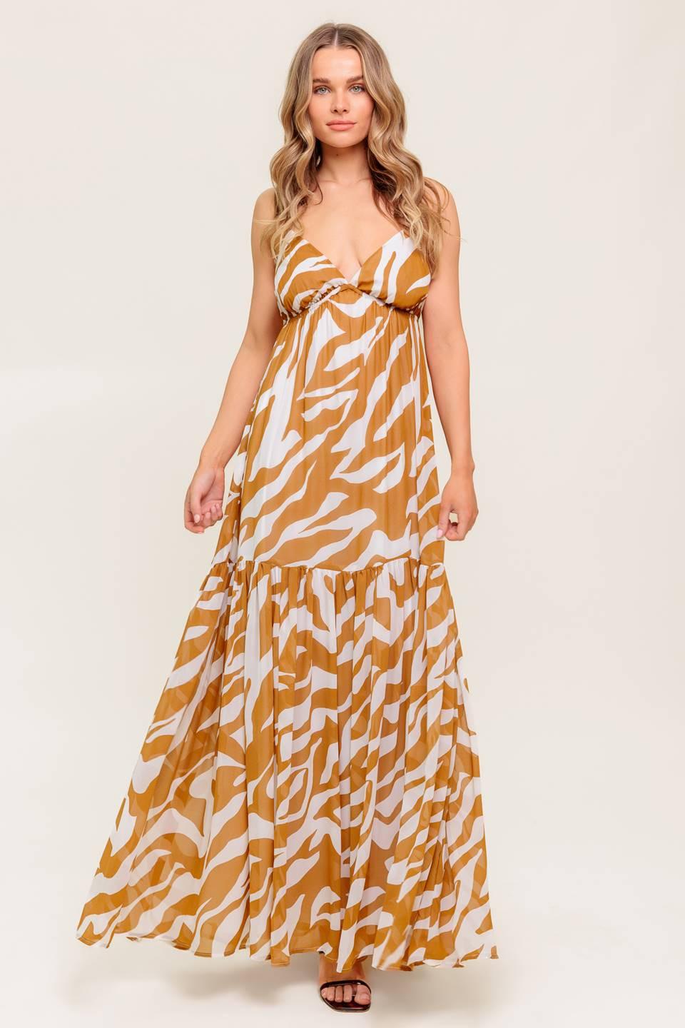 Dew Kiss Almond Woven Maxi Dress, view 1 — Soul Flow Apparel