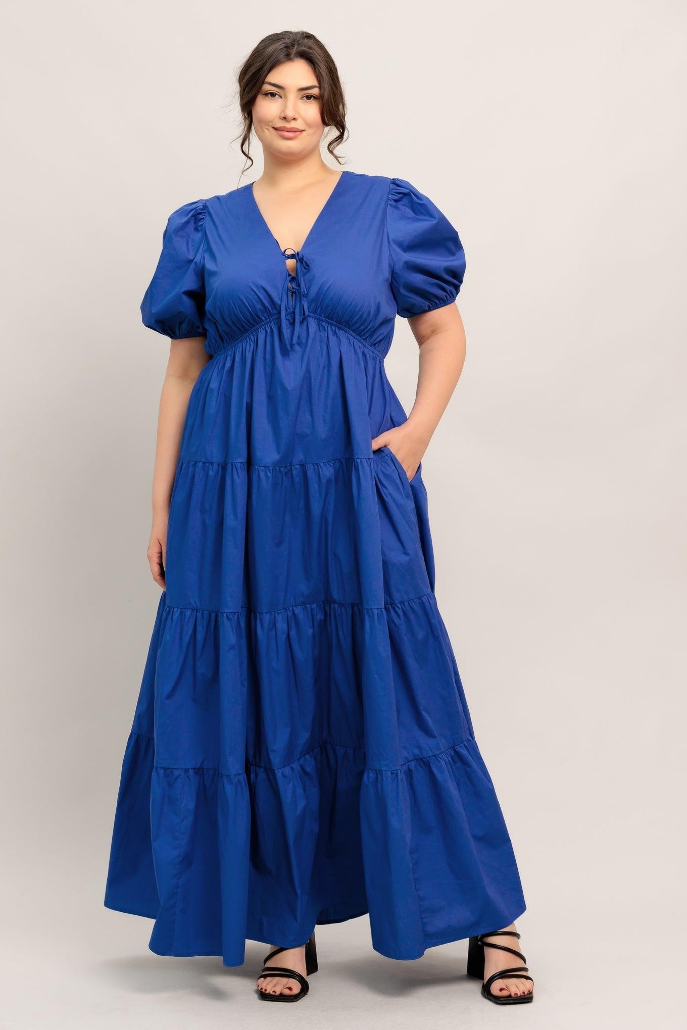 Summer Glow Royal Blue Woven Maxi Dress in royalblue, view 2 — Soul Flow Apparel