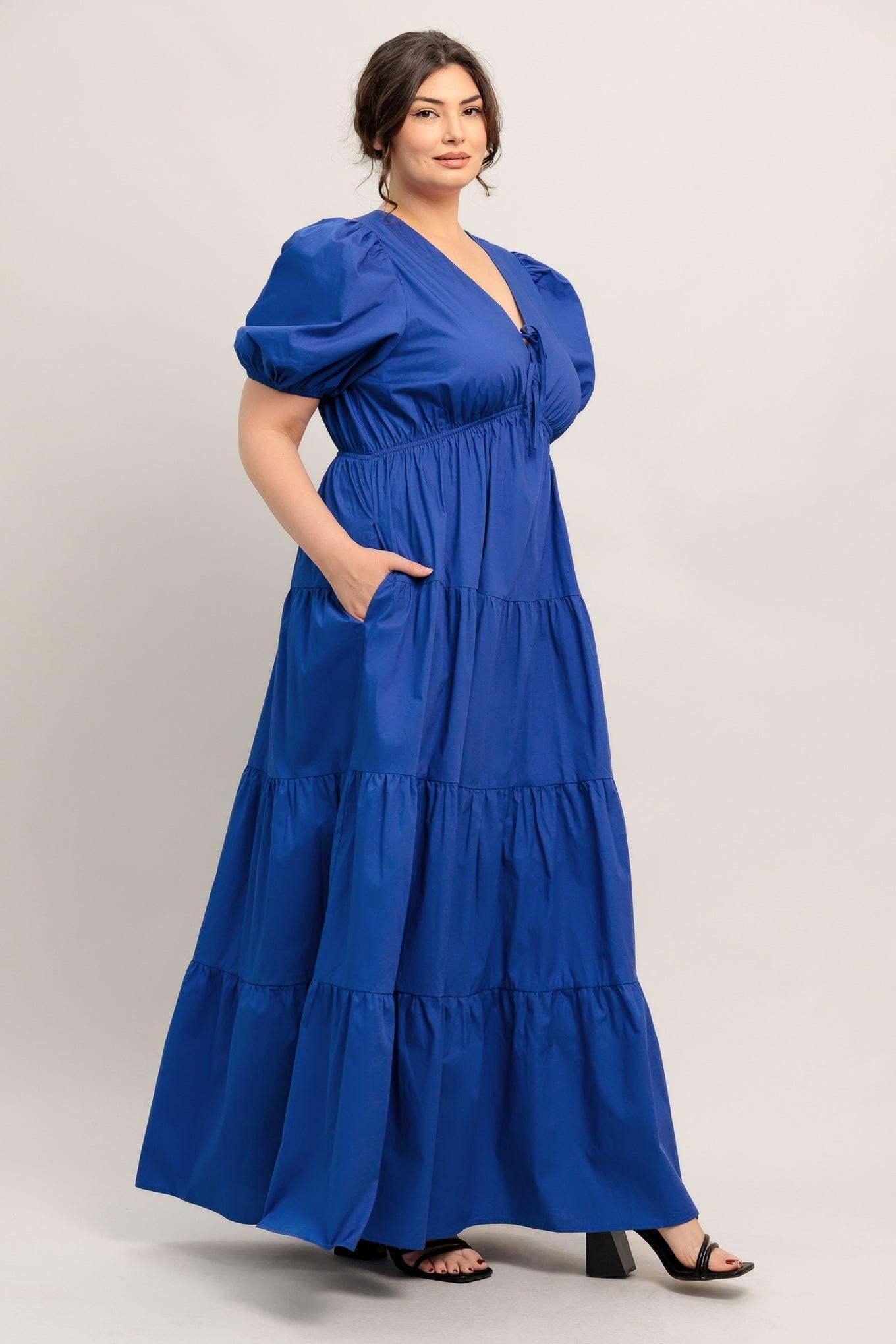 Summer Glow Royal Blue Woven Maxi Dress in royalblue, view 3 — Soul Flow Apparel