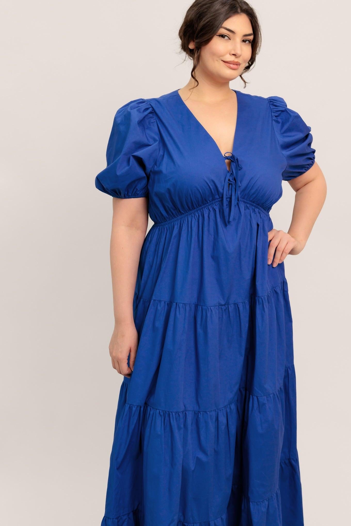 Summer Glow Royal Blue Woven Maxi Dress in royalblue, view 4 — Soul Flow Apparel