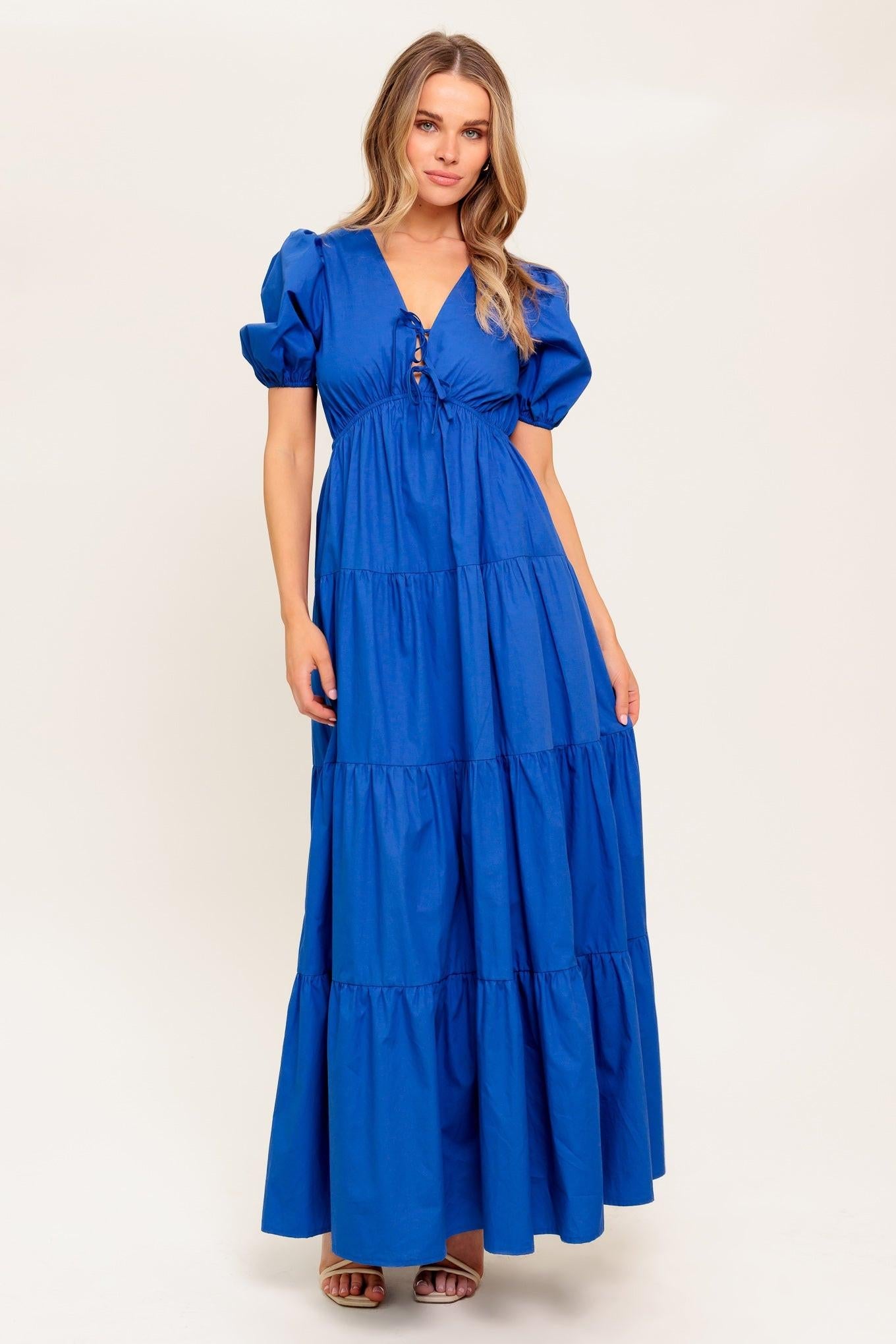Summer Glow Royal Blue Woven Maxi Dress in royalblue, view 3 — Soul Flow Apparel