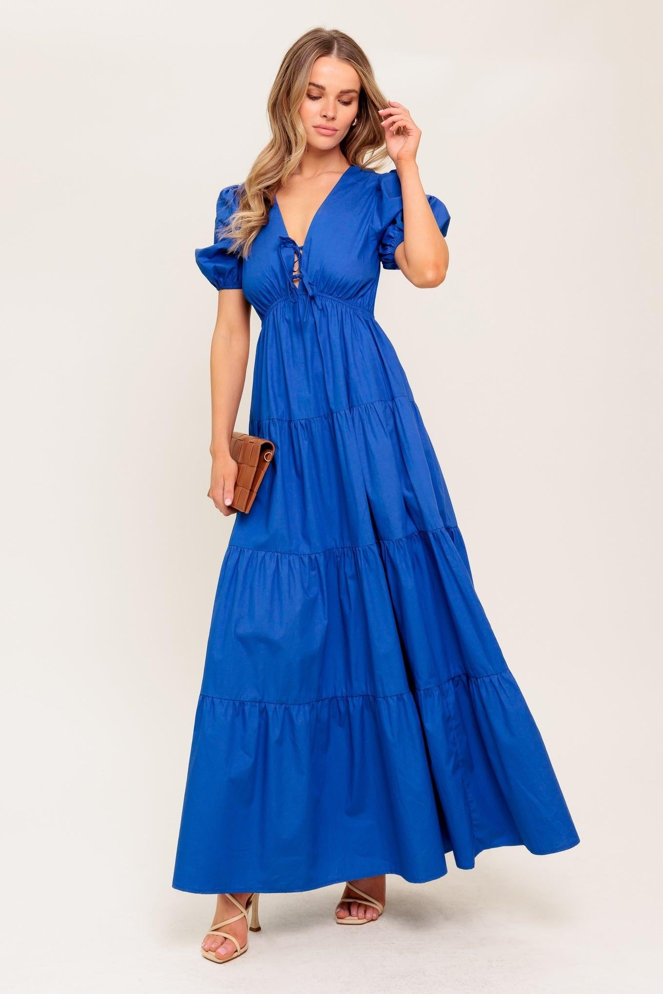 Summer Glow Royal Blue Woven Maxi Dress in royalblue, view 5 — Soul Flow Apparel