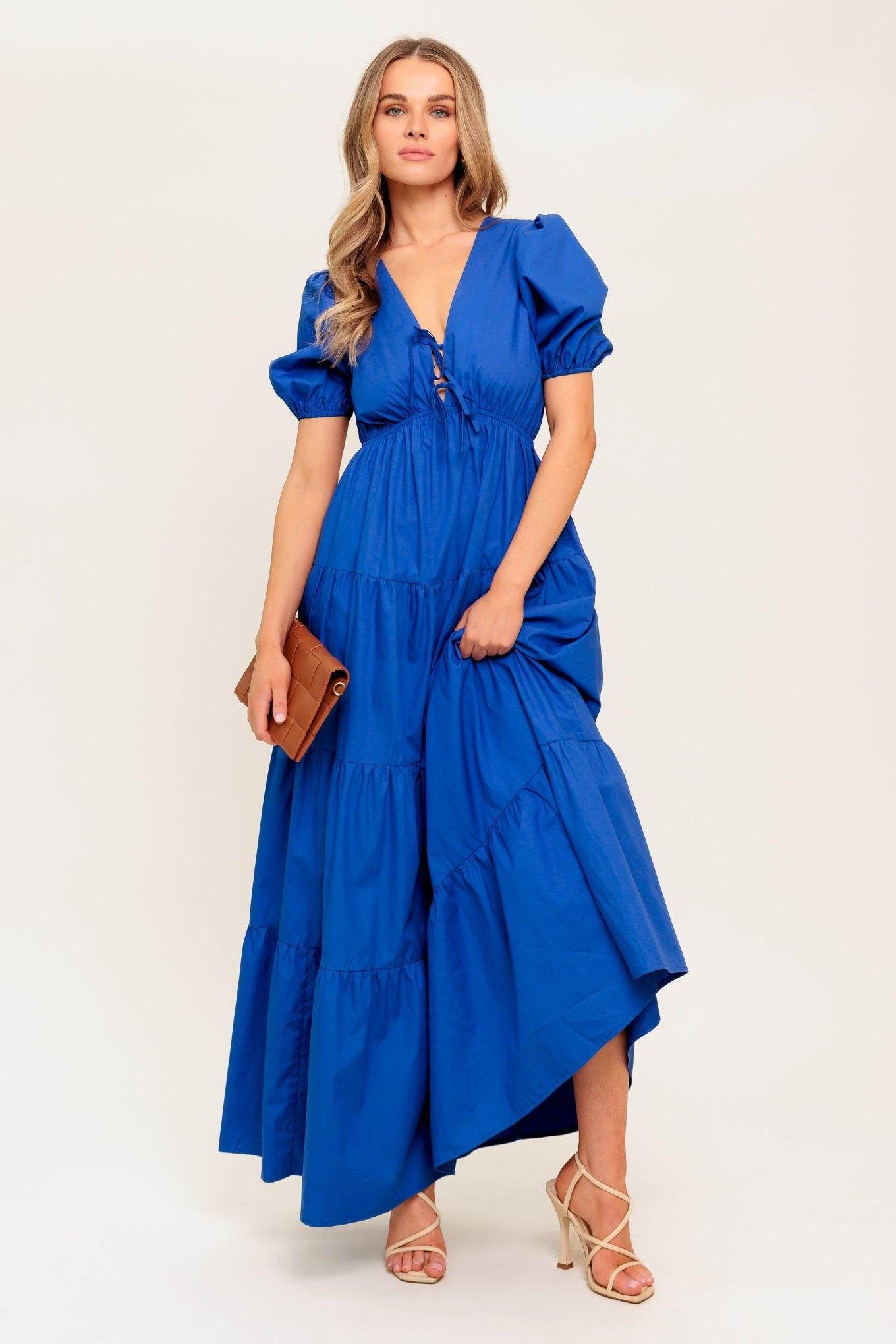 Summer Glow Royal Blue Woven Maxi Dress in royalblue, view 6 — Soul Flow Apparel