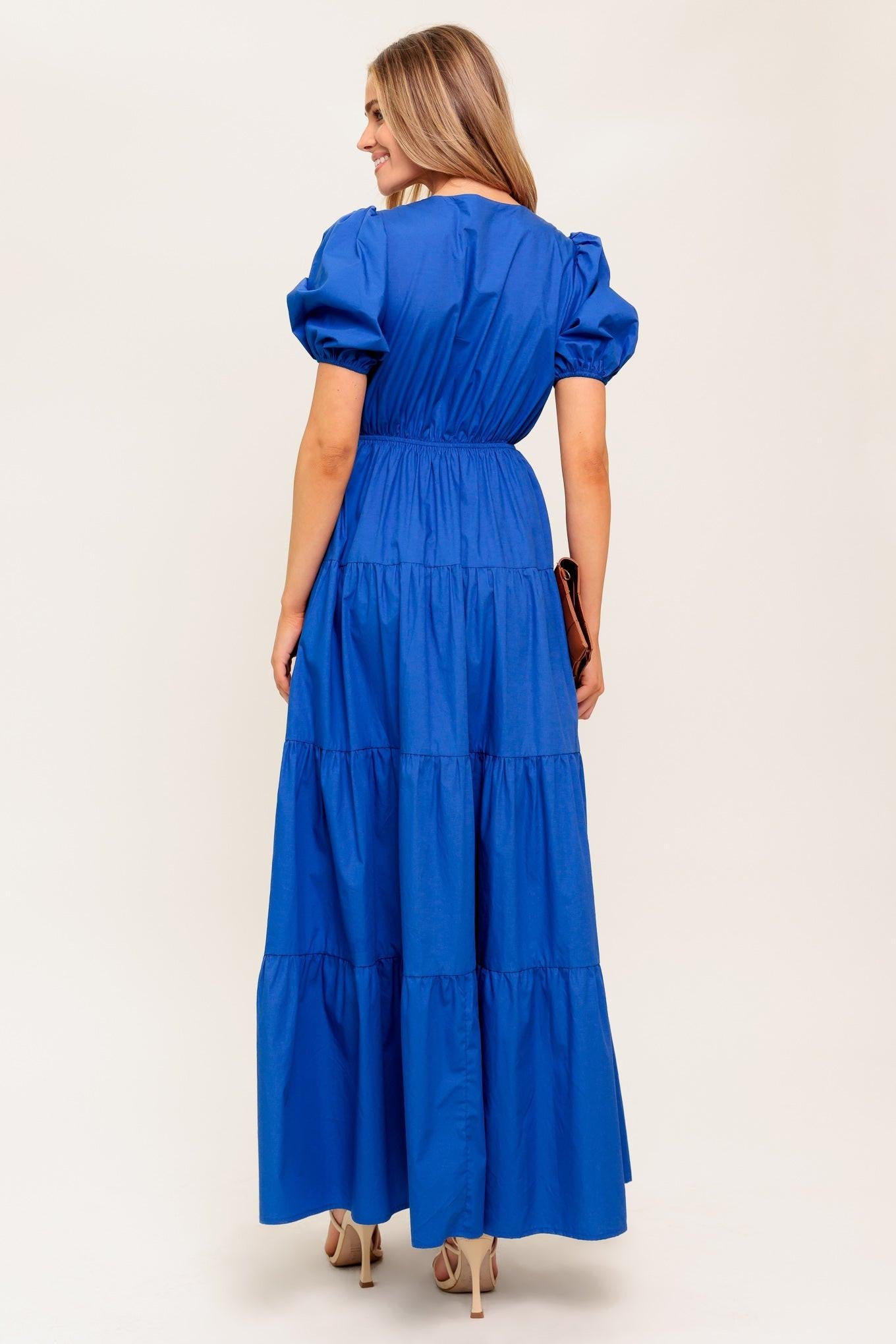 Summer Glow Royal Blue Woven Maxi Dress in royalblue, view 7 — Soul Flow Apparel