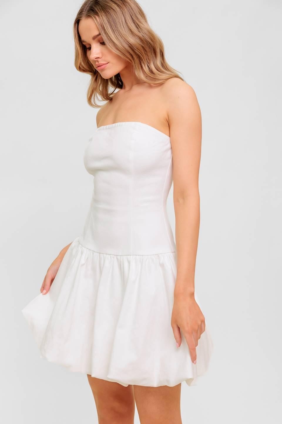 Twilight Wish Woven Twill Mini Dress in white denim, view 5 — Soul Flow Apparel