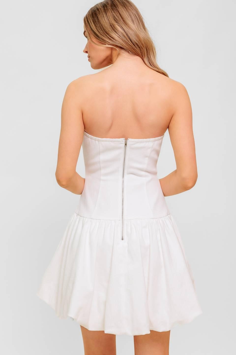 Twilight Wish Woven Twill Mini Dress in white denim, view 6 — Soul Flow Apparel