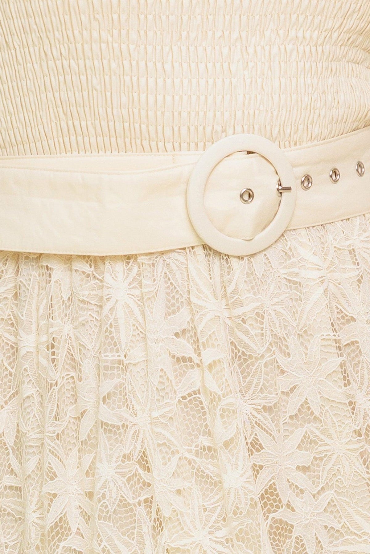 Paradise Awaits Woven Lace Ankle Dress in cream, fabric swatch — Soul Flow Apparel