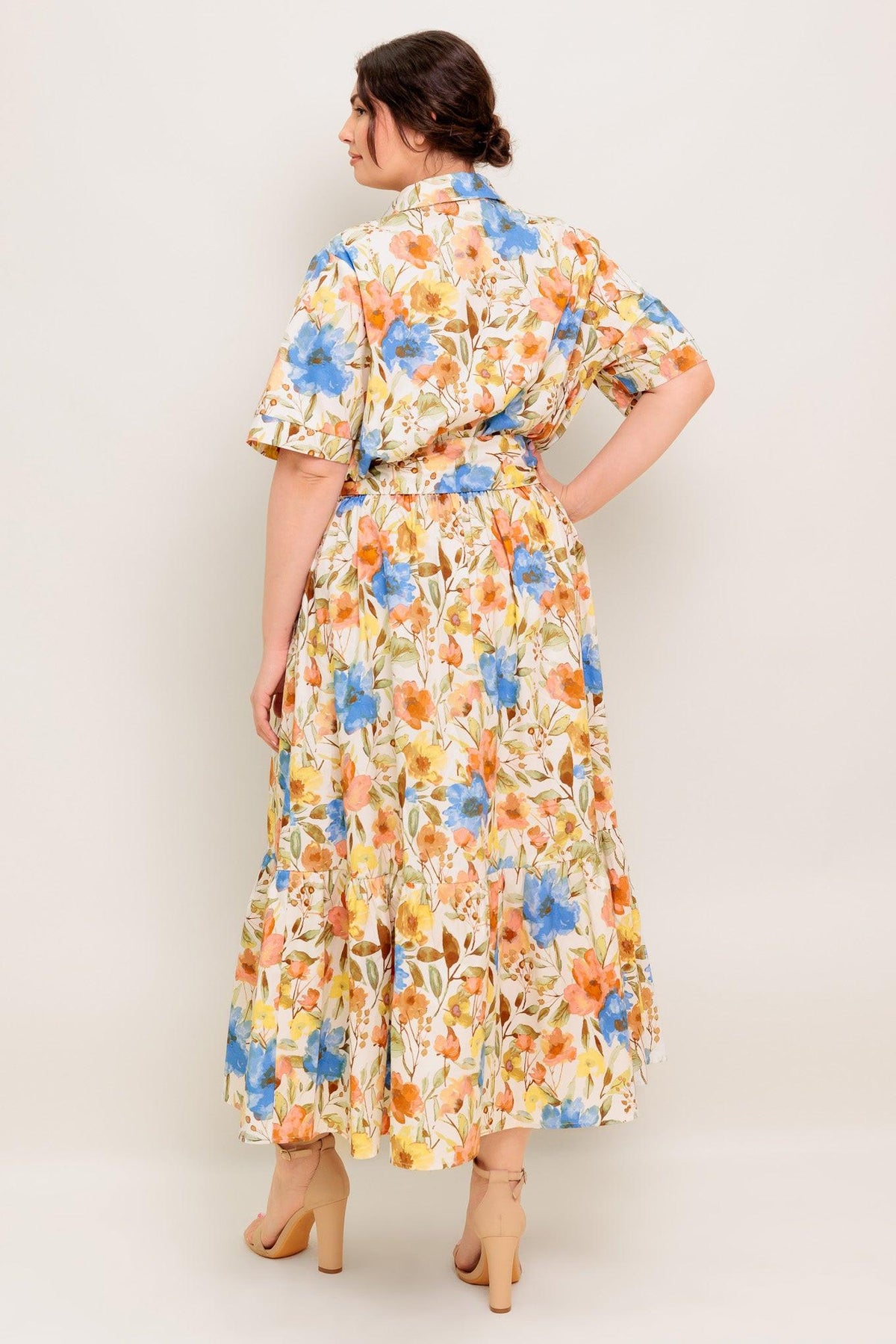 Hazel Dream Ivory Woven Midi Dress, view 2 — Soul Flow Apparel