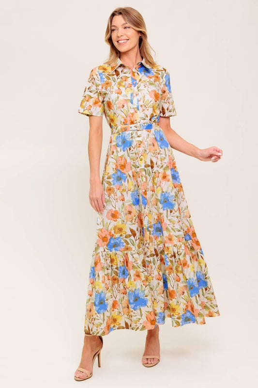 Hazel Dream Ivory Woven Midi Dress, view 2 — Soul Flow Apparel