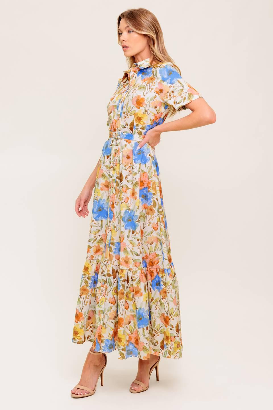 Hazel Dream Ivory Woven Midi Dress, view 3 — Soul Flow Apparel