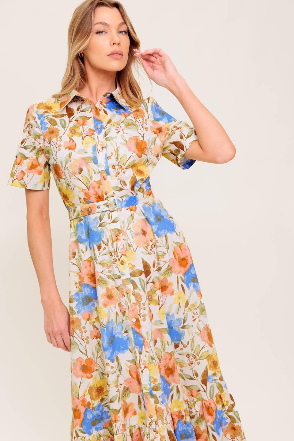 Hazel Dream Ivory Woven Midi Dress, view 4 — Soul Flow Apparel
