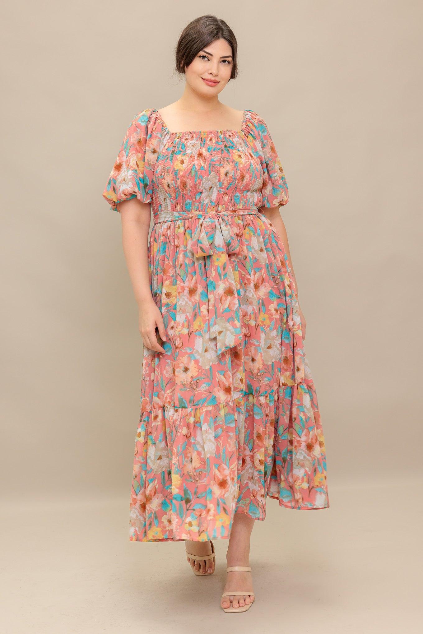 Rosy Twilight Woven Midi Dress in rose, view 5 — Soul Flow Apparel