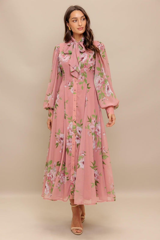 BLUSH BOTANICA WOVEN MIDI DRESS