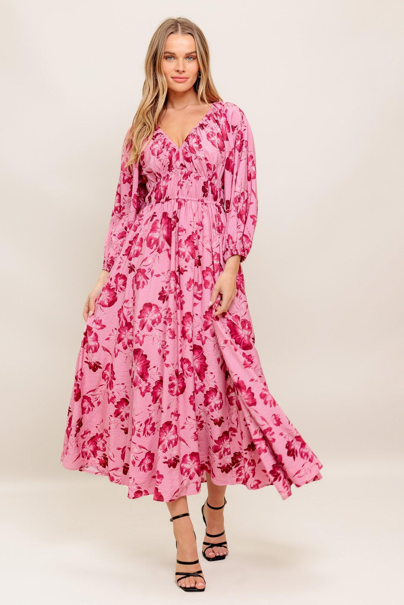 Honey Bun Mouve Woven Midi Dress in mauve, view 1 — Soul Flow Apparel