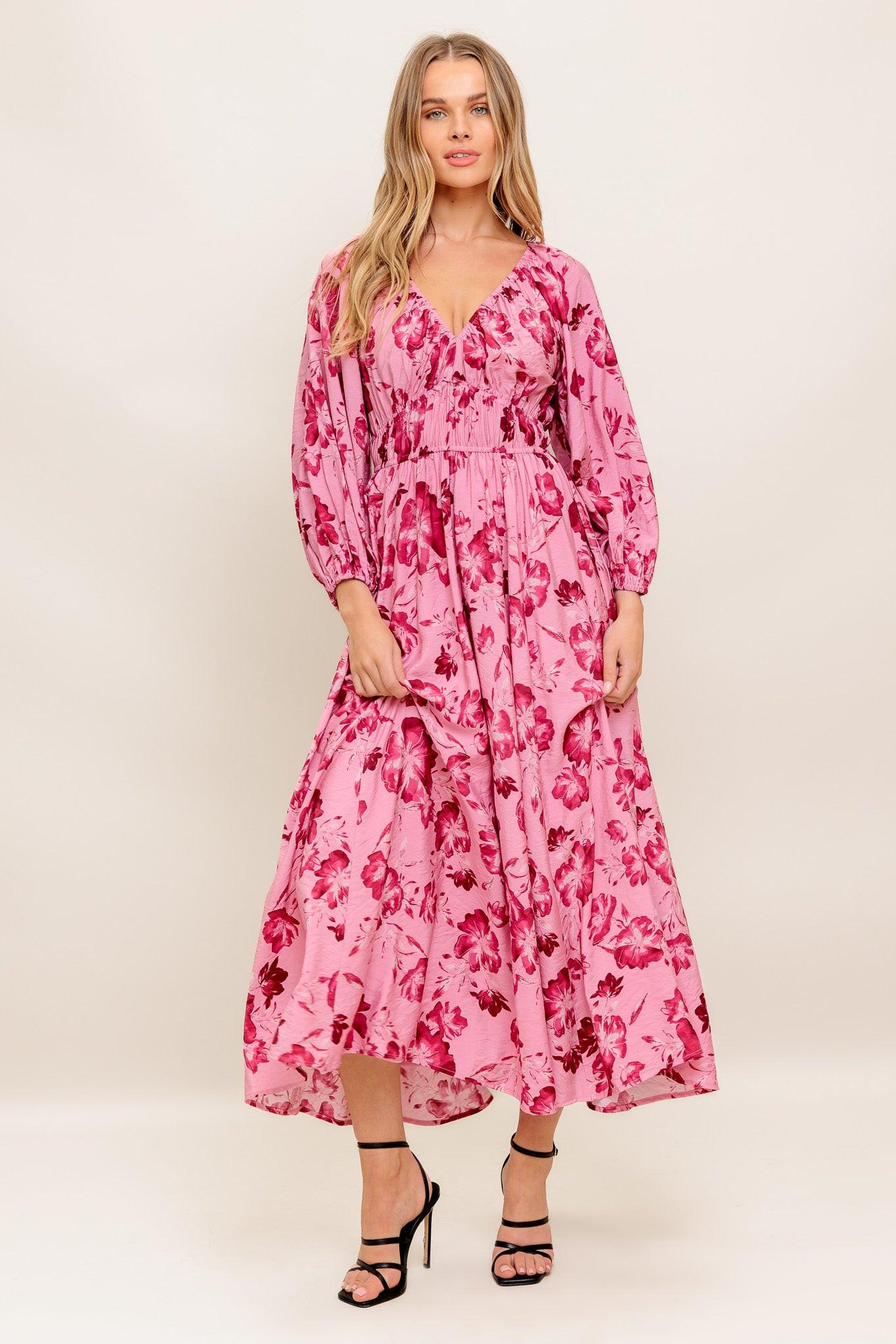Honey Bun Mouve Woven Midi Dress in mauve, view 2 — Soul Flow Apparel