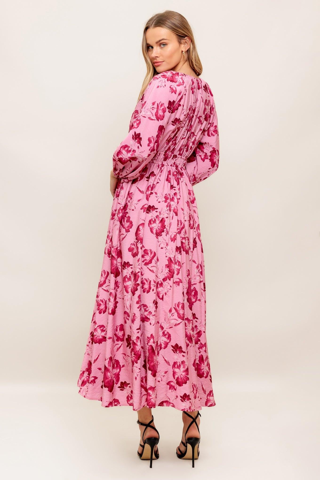 Honey Bun Mouve Woven Midi Dress in mauve, view 4 — Soul Flow Apparel
