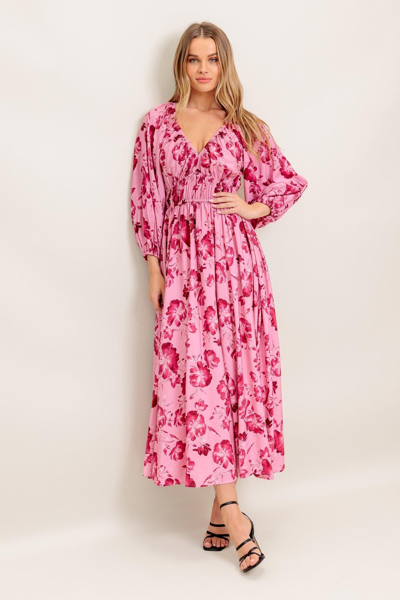 Honey Bun Mouve Woven Midi Dress in mauve, view 5 — Soul Flow Apparel