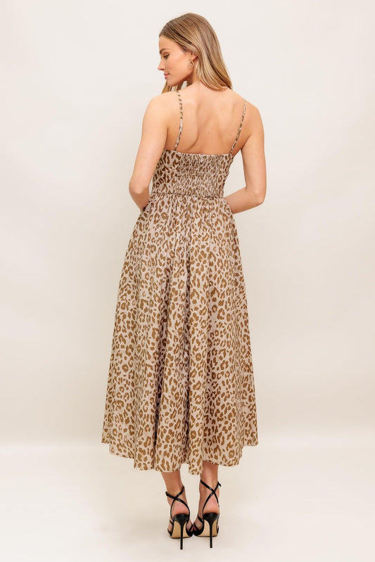Tender Touch Taupe Woven Midi Dress, view 6 — Soul Flow Apparel