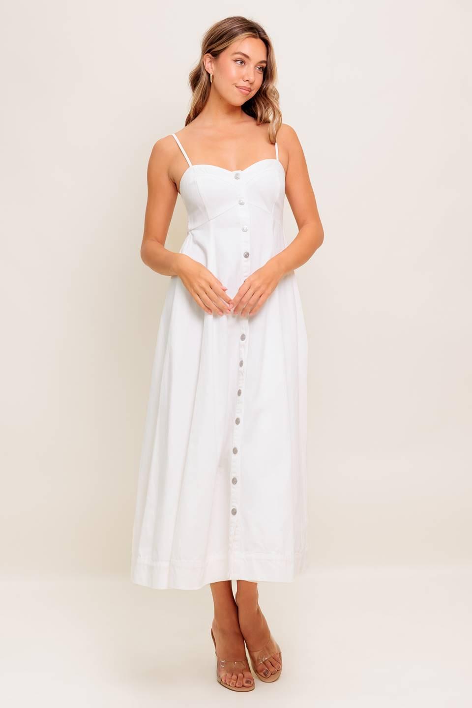 Nature’s Touch White Woven Midi Dress, view 2 — Soul Flow Apparel