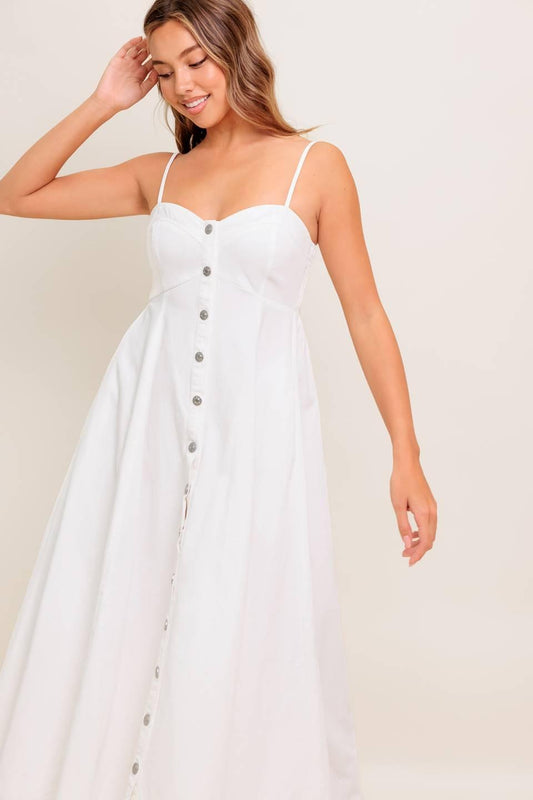 Nature’s Touch White Woven Midi Dress, view 3 — Soul Flow Apparel