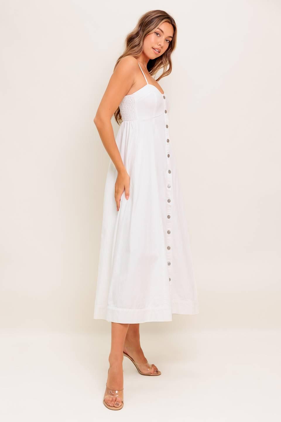 Nature’s Touch White Woven Midi Dress, view 5 — Soul Flow Apparel