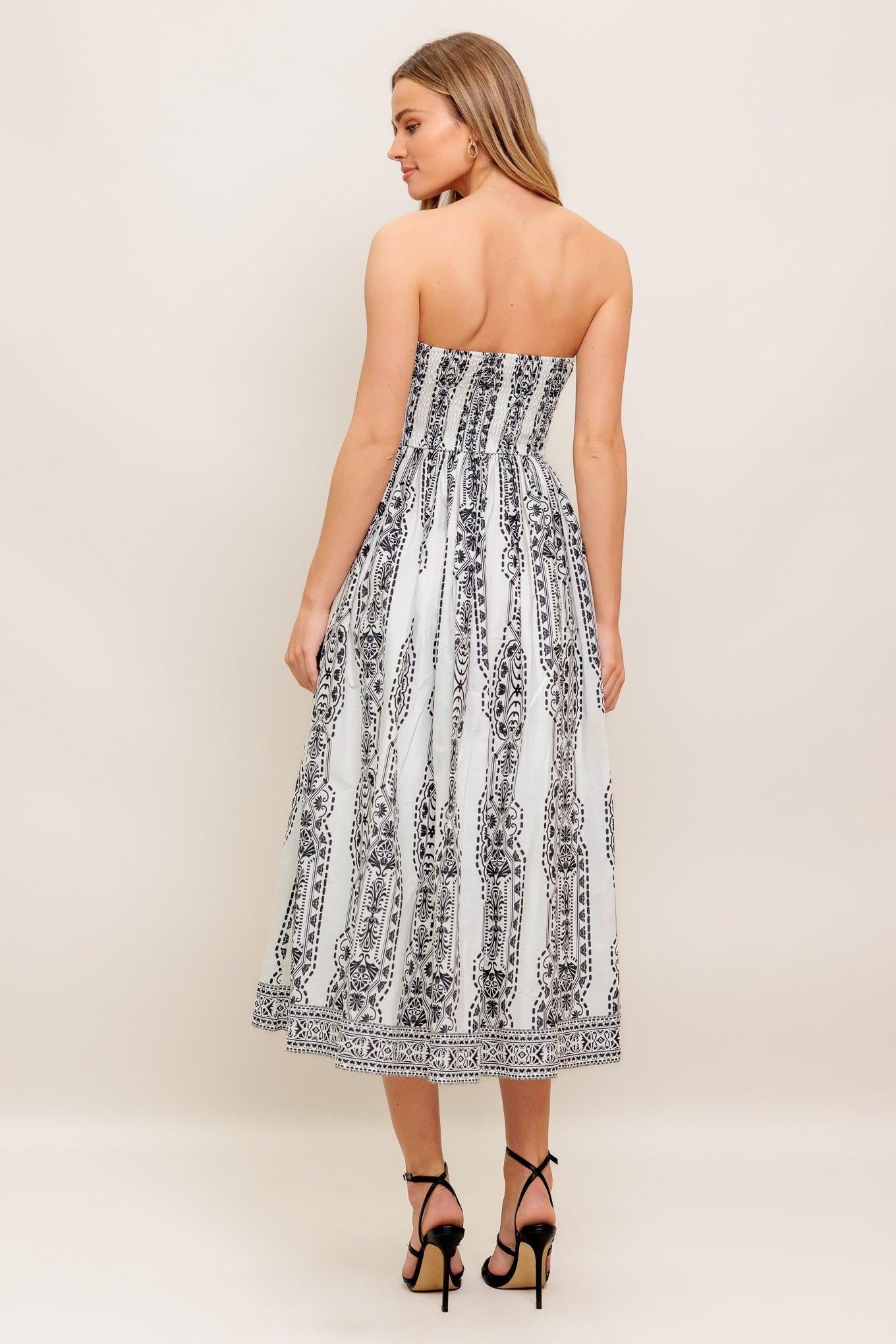 Summer Silhouette Woven Midi Dress in white, view 5 — Soul Flow Apparel