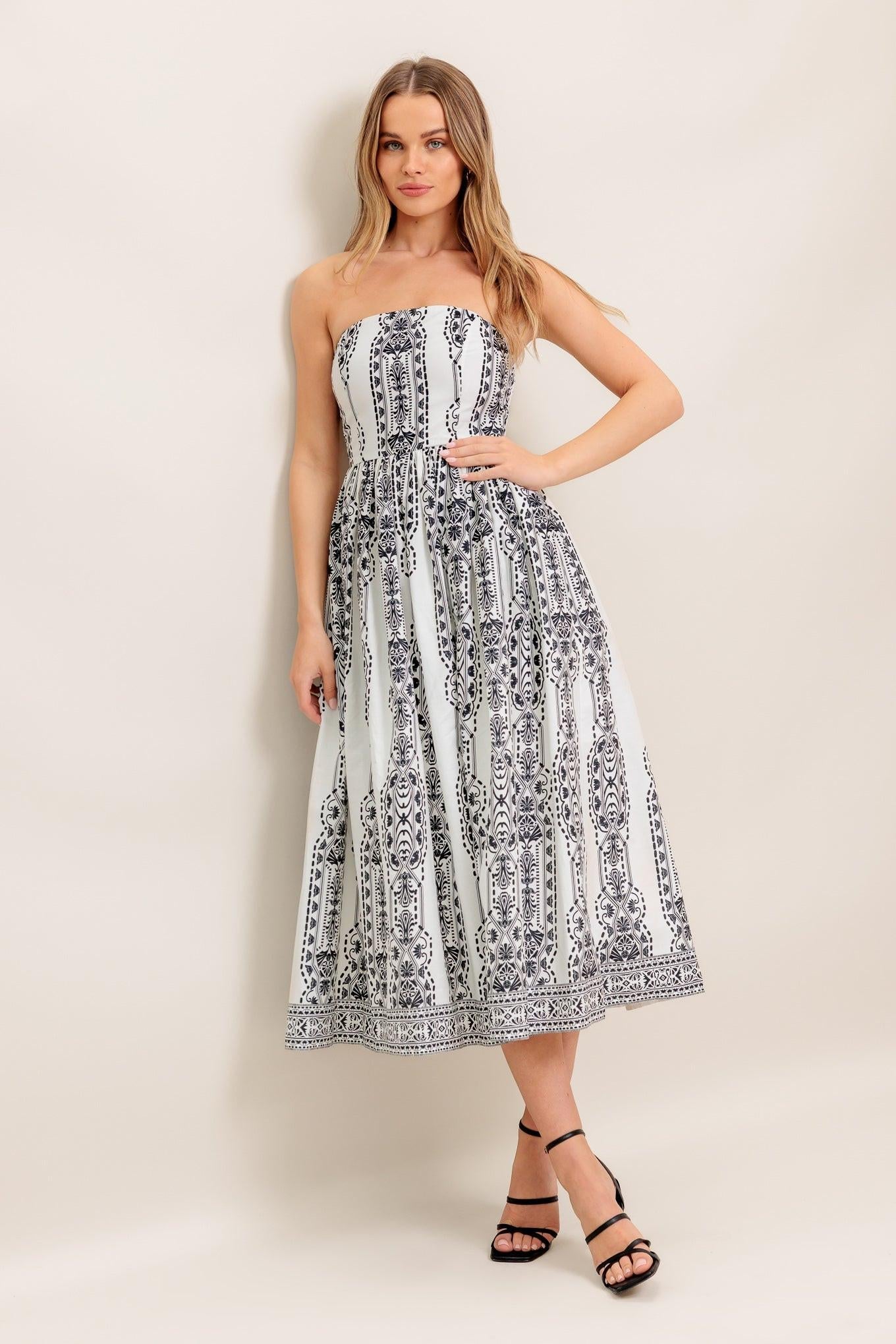 Summer Silhouette Woven Midi Dress in white, view 6 — Soul Flow Apparel