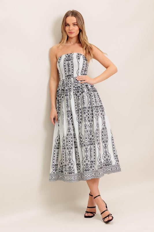 Summer Silhouette Woven Midi Dress in white, view 6 — Soul Flow Apparel